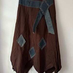 Seyka y2k hankie hem faerie core denim accented maxi skirt